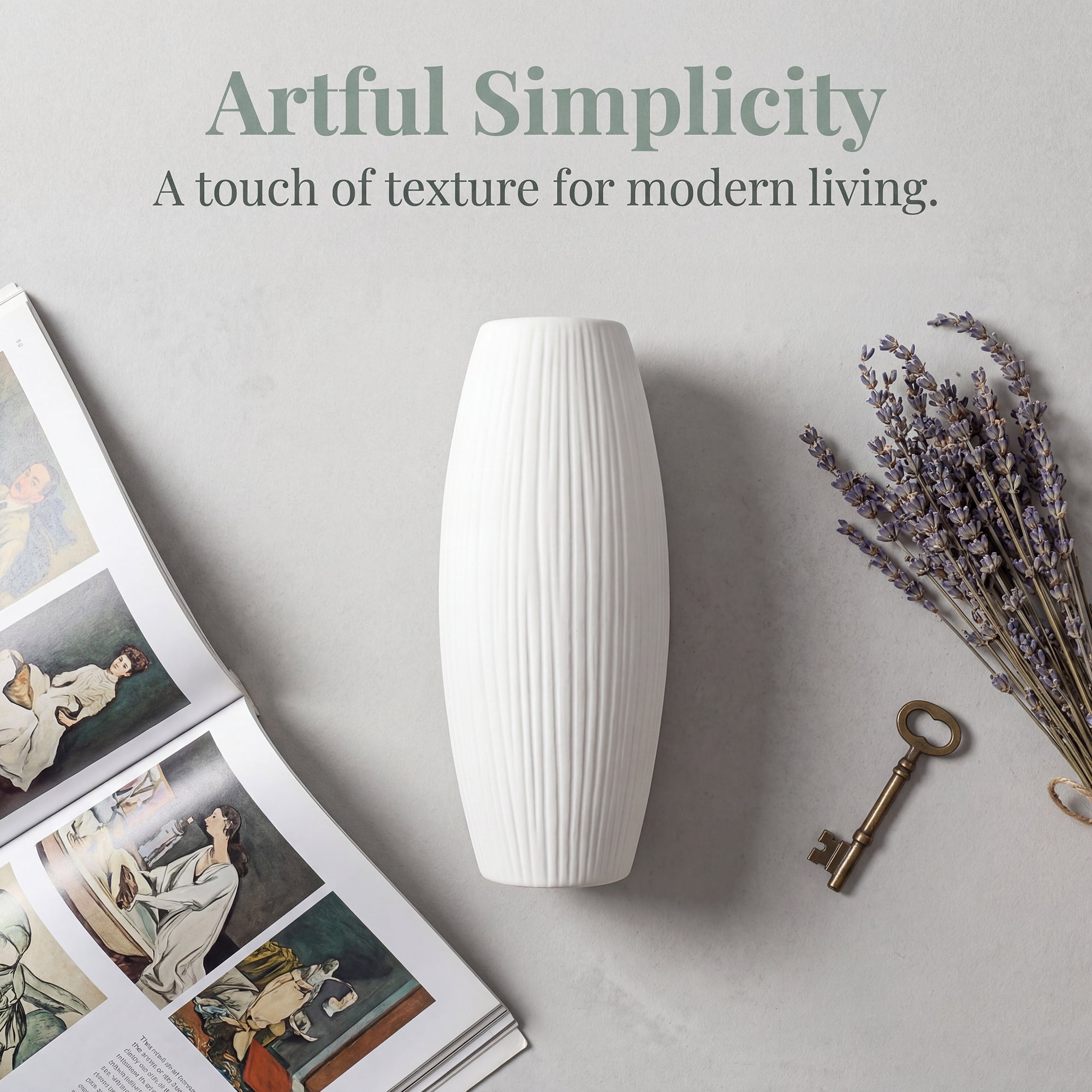 Unique Bargains Modern Decor Tall Ribbed Flower Vase Matte White 3.0" x 3.0" x 7.1"