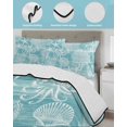 thumbnail image 3 of Twin XL Quilt Bedding Set, Turquoise Coastal Reversible Summer Quilt 3 Pieces, Nautical Coral Starfish Shell Octopus Sea Lightweight Bedspreads Coverlets with 2 Pillow Shams for All Seasons, 3 of 5