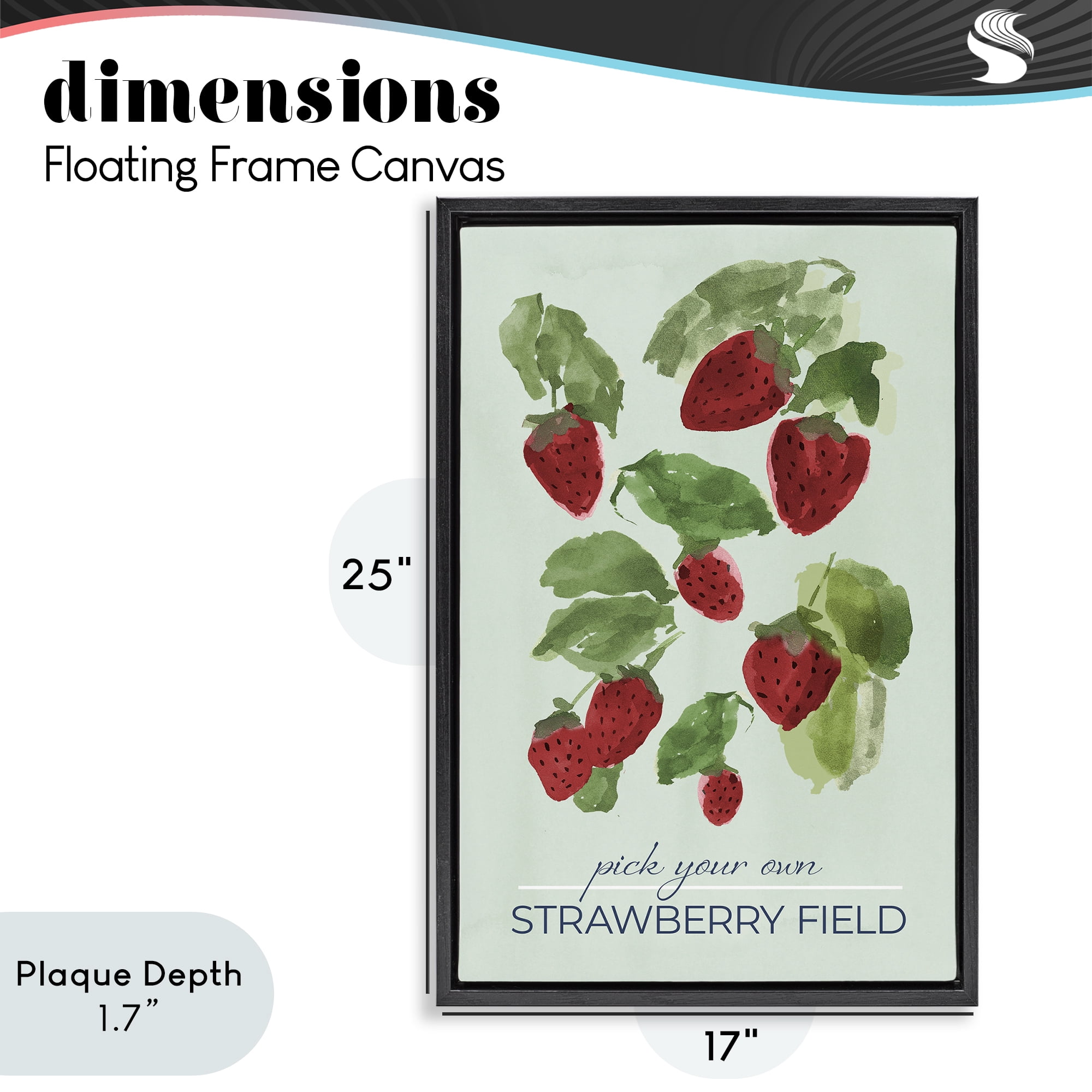 Stupell Industries Strawberry Field Pick Your Own Black Framed Floater Canvas Wall Art, design by Lucille Price