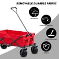 thumbnail image 3 of E-Western Utility Garden Cart with Custom Color, Portable Folding Camping Trolley, Beach Wagon, Metal Frame, 260lbs Capacity, Red, 3 of 14