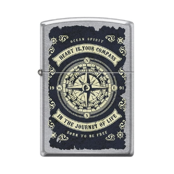 Zippo Lighter - Personalized Message Engraved on Backside Nautical Symbol Windproof Lighter (Nautical Compass #Z6021)