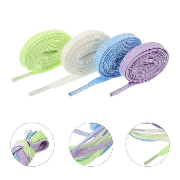 Mobutofu 4 Pairs Pattern Shoe Laces Polyester Green Casual Durable Footwear Shoelaces