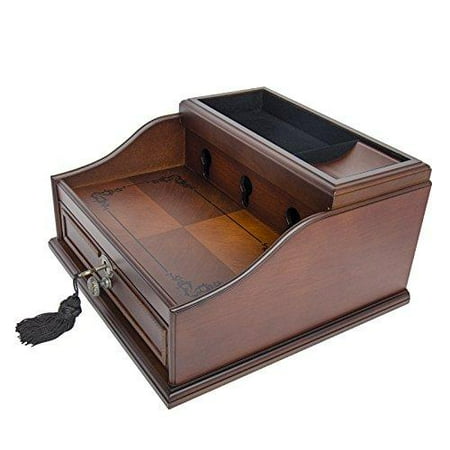 Wood Valet - wood finish mahogany valet charging station organizer for iphone, samsung and other smart phones - elora
