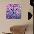 thumbnail image 4 of 14 Inch Wall Clock Battery Operated Square Clock Decorative for Office, Kitchen, Outdoor, Living Room，Fish Scale Wave Colorful Beautiful, 4 of 4