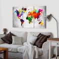 thumbnail image 2 of Tiptophomedecor Stretched Canvas World Map Art - Artistic World 3 Piece - Stretched & Framed Ready To Hang Art, 2 of 3