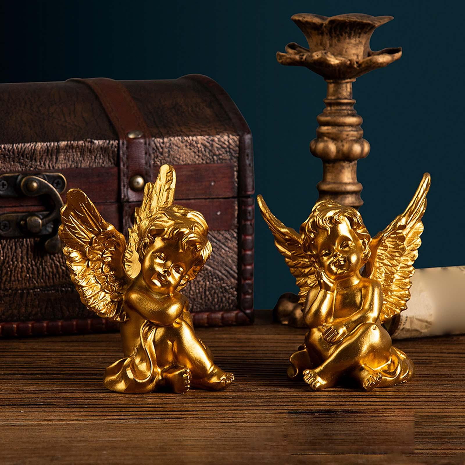 Axioma 4 Pcs Cherubs Angels Statue Resin Decor for Desktop Garden Living Room