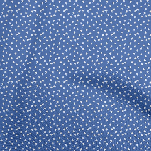 oneOone Rayon Medium Blue Fabric Floral Craft Projects Decor Fabric Printed By The Yard 56 Inch Wide