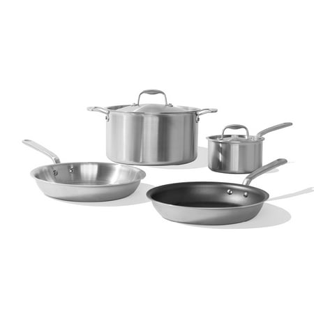 

Made In Cookware - 6 Pc Stainless Steel Cookware Se - 5 ply Clad - Includes Frying Pans Saucepan and Stock Pot - Professional Grade - Made in Italy - Induction Compatible