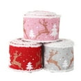 thumbnail image 4 of Christmas Holiday Burlap Ribbon Glitter Burlap printing elk webbing Ribbon with Wired Edge for Craft Projects  DIY  Decoration  Gift Wrap, 4 of 5