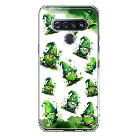 MUNDAZE LG K51 Shockproof Clear Hybrid Protective Phone Case Gnomes Shamrock Lucky Green Clover St. Patrick Cover