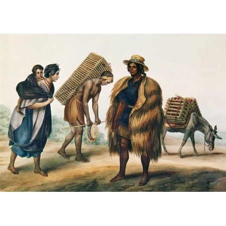 Nebel Mexican Farmers Nmexican Native Indian Farmers And Charcoal Makers Hand-Colored Lithograph After A Drawing By Don