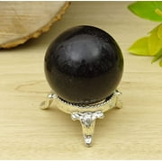 Reikiera Black Tourmaline Sphere Stone Ball With Ring Stand Aura Balancing Metaphysical Natural Gemstone- Choose Size