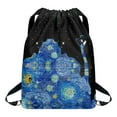 thumbnail image 1 of Xoenoiee Starry Night Print Drawstring Backpack with Zipper Pocket for Men Women, Lightweight Gym Pack Waterproof String Cinch Bag Sackpack for Shopping Travel Sport Yoga, 1 of 8