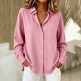 thumbnail image 3 of Perfectbot Women's Button Down Long Sleeve Blouse Curved Hem Collared Chest Pocket Shirt Office Casual Wear, 3 of 6