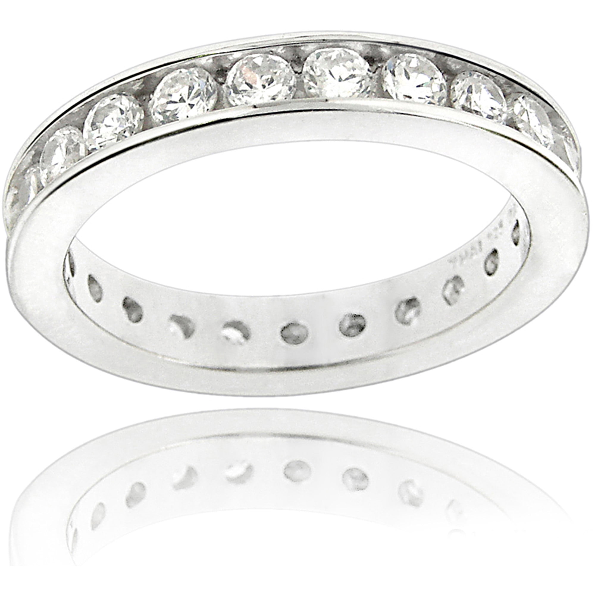 Zirconia Ice Swarovski Zirconia Sterling Silver Eternity Ring Band