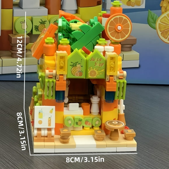 457+pcs Blocs de Construction Vue de Rue Boutique de Fruits Colorée, Modèle de Blocs de Construction Vue de Rue Haute et Difficile, Blocs de Construction Éducatifs Créatifs, Ornements de Bureau, Cadeaux de Vacances, Cadeaux d'Anniversaire