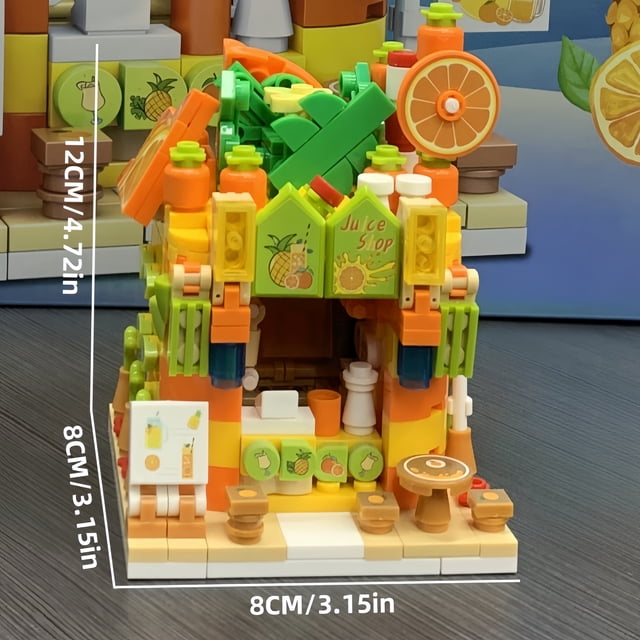 457+pcs Colorful Fruit Shop Street View Building Blocks, High Difficult Street View Building Blocks Model, Creative Educational Building Blocks, Desktop Ornaments, Holiday Gifts, Birthday Gifts