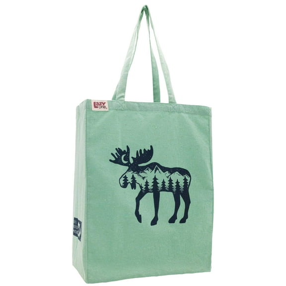 Lazy One Canvas Tote Bag, Reusable Unisex Bag for Shopping, Travel, and Work (Mountain Moose)
