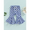 thumbnail image 2 of Franhais Little Girl’s Casual Flared Trousers Fashion Checkerboard Printed Tie-up High Waist Long Pants, 2 of 7