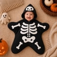 thumbnail image 2 of KAUOD Baby Halloween Star Romper Pumpkin Skeleton Ghost Fleece Hooded Bodysuit, 2 of 5
