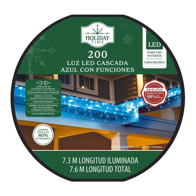 Serie Navideña Holiday Time de Carámbano Centelleantes LED 7.32m 200 Luces Azul