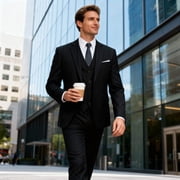 Cloudstyle Mens 3 Piece Suit Set Blazer Tux Vest Suit Pants Jacket Formal