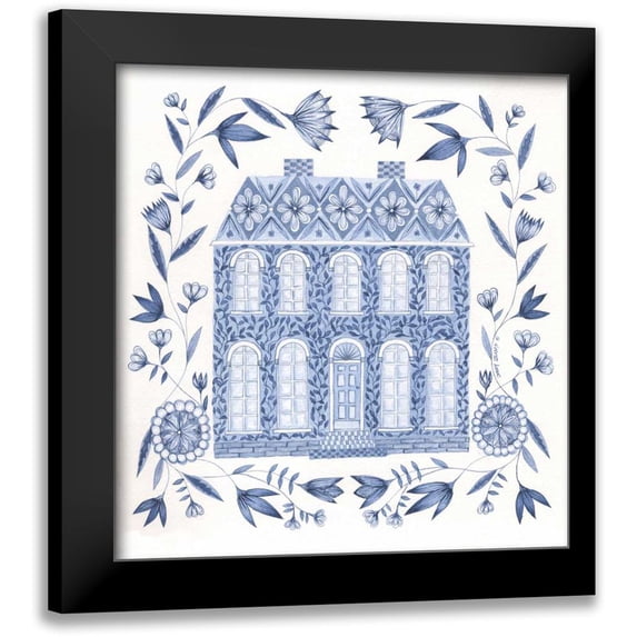 Shamp, Cindy 12x13 Black Modern Framed Museum Art Print Titled - Country Blue House I