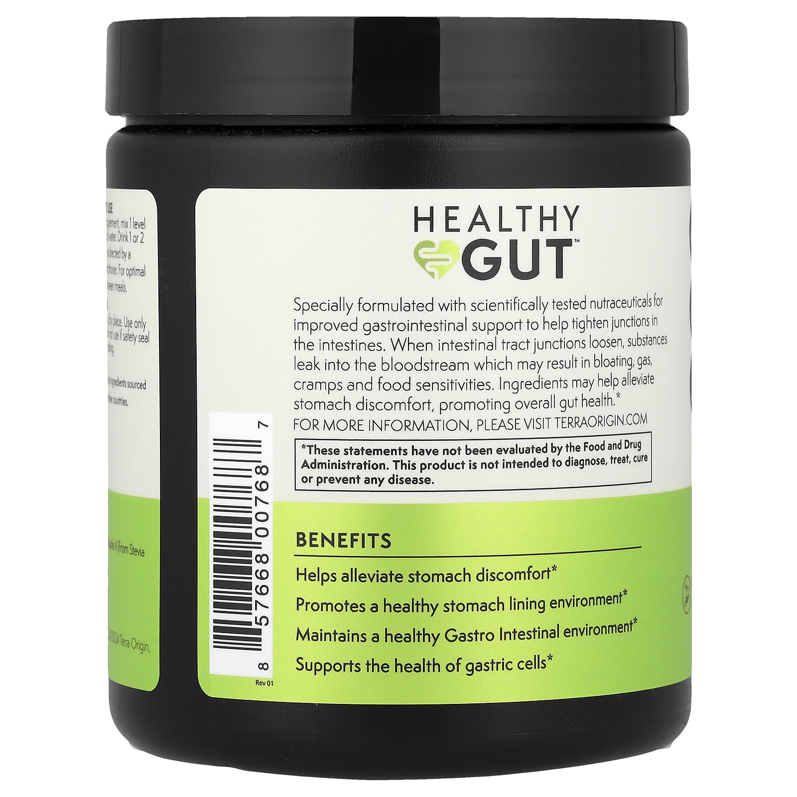 Healthy Gut Green Apple | 30-Servings with L-Glutamine, Zinc, Glucosamine, Slippery Elm Bark, Marshmallow Root and More!