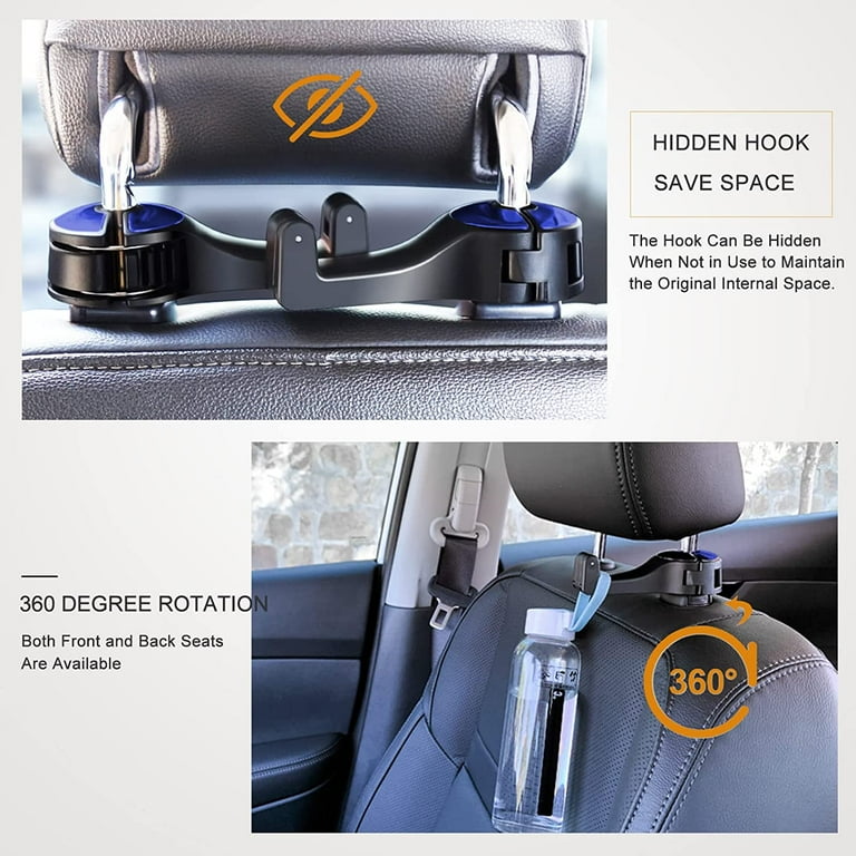 Car Headrest Hidden Hook with Phone Holder, Car Seat Hooks for