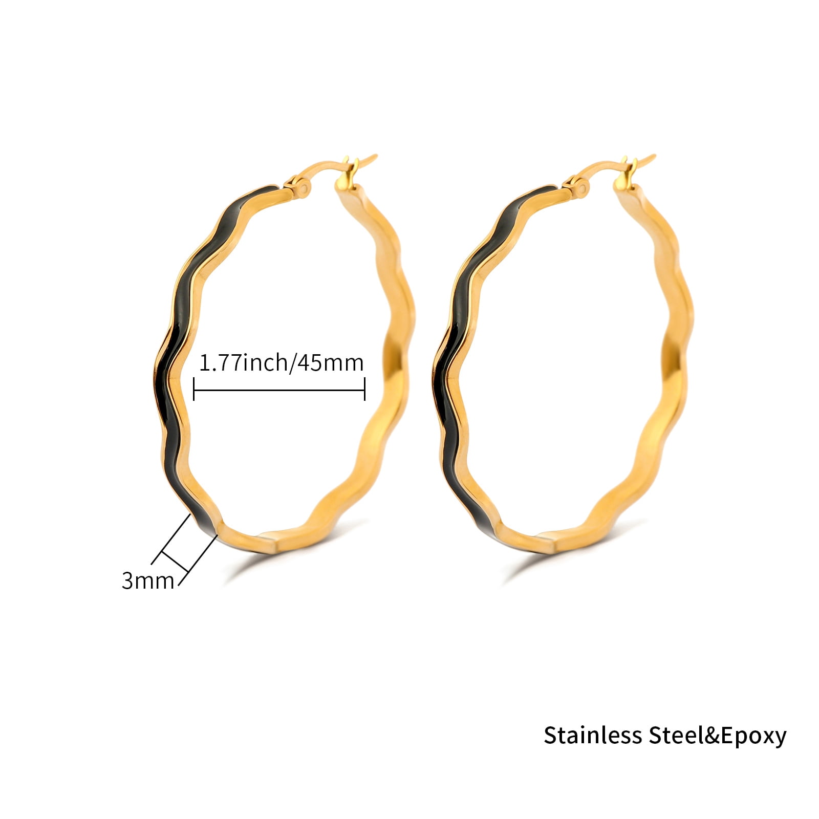 Lsnesstla Chunky Enamel Hoop Earrings for Women 18K Gold Plated Colorful Wave Earrings Jewelry  Gift for Girlfriend Wife