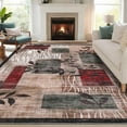 thumbnail image 2 of Washable 10x13 Ultra Large Rugs Farmhouse Geometric Floral Rugs Aesthetic Floral Carpet Non Slip Accent Rug Low Pile Non-Shedding Carpet Brown 10x13, 2 of 9