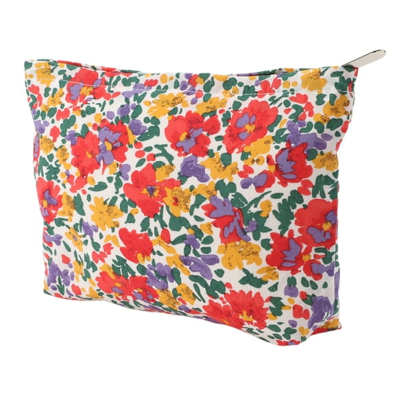 1 Pc Women Portable Printed Clutch Makeup Bag for Travel Vacation Camping Red Canvas