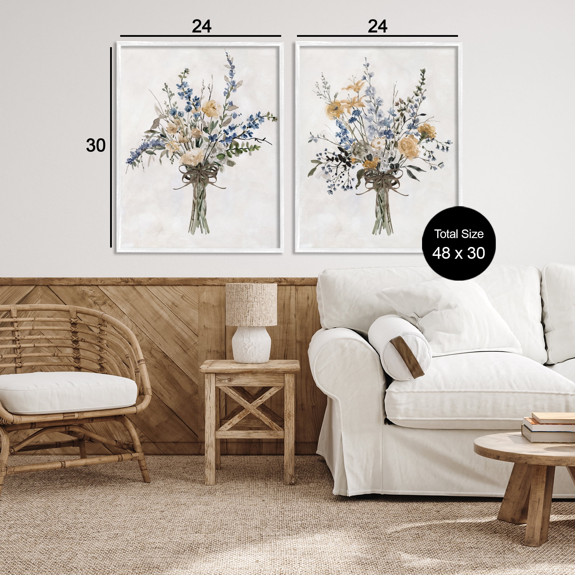 Stupell Industries Bushels of Herbs 2 Piece White Framed Giclee Art Set, design by Carol Robinson