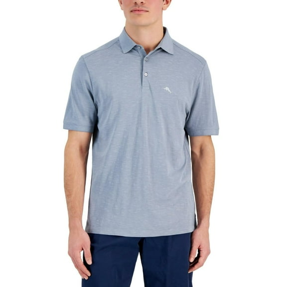 Tommy Bahama Men's Portola Point Space-Dyed Stripe Polo Shirt Iced Slate Grey-XL