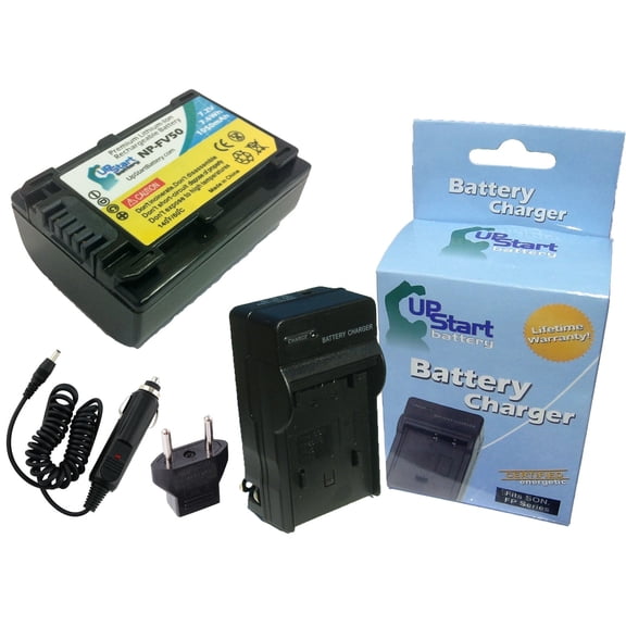 Sony NP-FV30 Battery and Charger with Car Plug and EU Adapter - Replacement for Sony NP-FV50 Digital Camera Batteries and Chargers (1050mAh, 7.2V, Lithium-Ion)