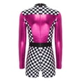 thumbnail image 3 of LiiYii Combinaison de Conduite pour Femmes, Justaucorps à Manches Longues, Bodycon, Damier, Rose Vif TG, 3 of 7