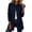 Navy notched lapel mid length coat women a1, variant on Women's Winter Single Breasted Outerwear Long Sleeve Peter Pan Collar Outwear Solid Color Trench Coat Trendy Casual Outfit, Navy XS