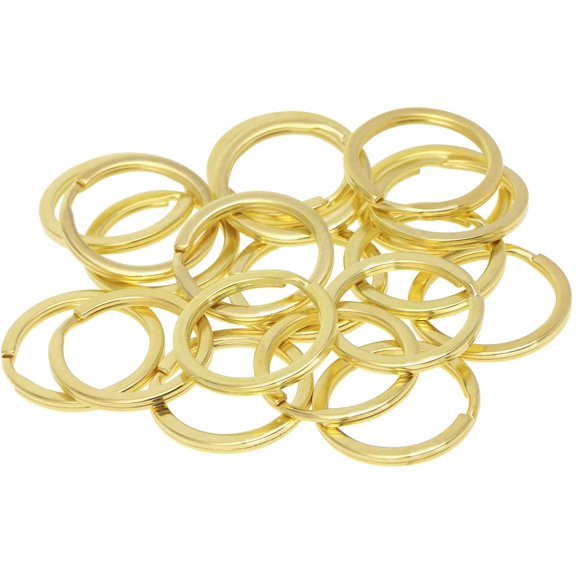 Round Flat Key Chain Ring Metal Split Dog Tag Keychain Ring for Home Car Keys Attachment,Arts Crafts and Belt Lanyards, 20PCS (Gold)