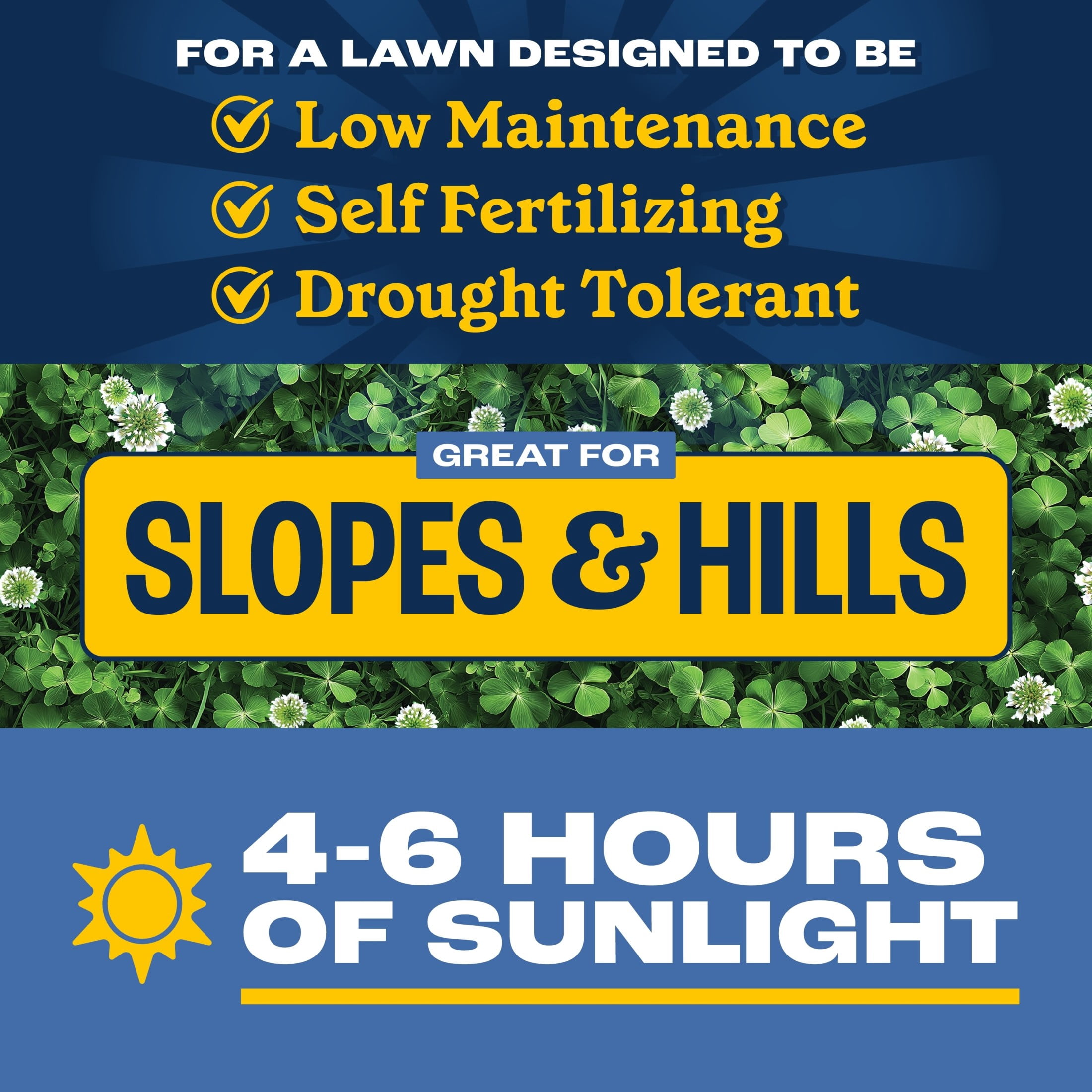(2 pack) Pennington Smart Seed Clover & Grass Seed, Sun to Partial Shade, Drought Tolerant, Low-Maintenance Grass, 7 lb