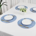 thumbnail image 6 of REGALWOVEN Rustic Placemats Set of 6 Round Placemats for Dining Table Decor Indoor Outdoor Kitchen Table Mat Wipe Clean Blue 15*15in, 6 of 6
