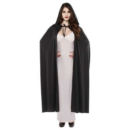 Long Hooded Cape Adult Costume Accessory Black