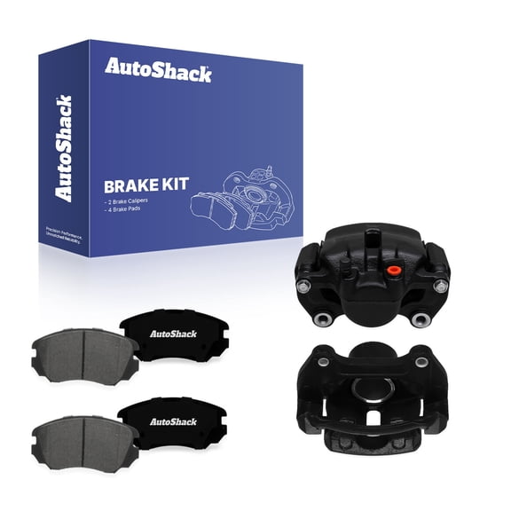 AutoShack Front Brake Calipers Black Powder-Coated   Premium Ceramic Brake Pads Replacement for 2010-2017 Chevrolet Equinox 2010-2017 GMC Terrain 2013-2015 Chevrolet Malibu 2010 Buick Allure 6-PC Kit