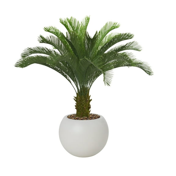 55.75'' Artificial Palm tree in a White fishbowl planter