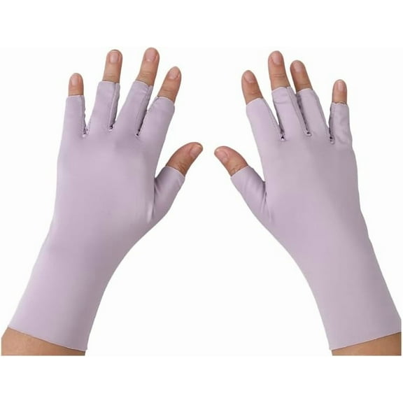 1 Pair Sun Protection Gloves 213x128x2mm Purple Polyester Fingerless Ice Silk Gloves