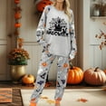 thumbnail image 3 of Pajamas for Women Set 2 Piece Halloween Pumpkin Ghost Print Long Sleeve Jogger Pants Sets Sleepwear for Women, 3 of 4