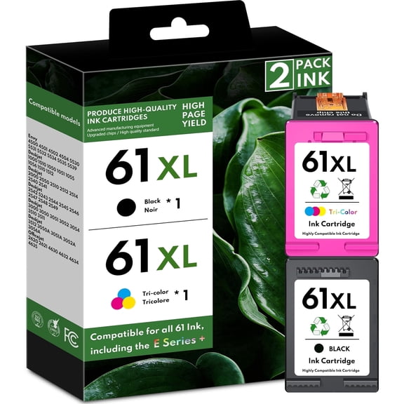 61XL Ink Cartridges Compatible for 61 Ink Cartridge for Printer ink 61 Comb Pack for Envy 4500 5530 4502 Deskjet 1000 2540 Officejet 4635 4630 Printer (Black,Tri-color)