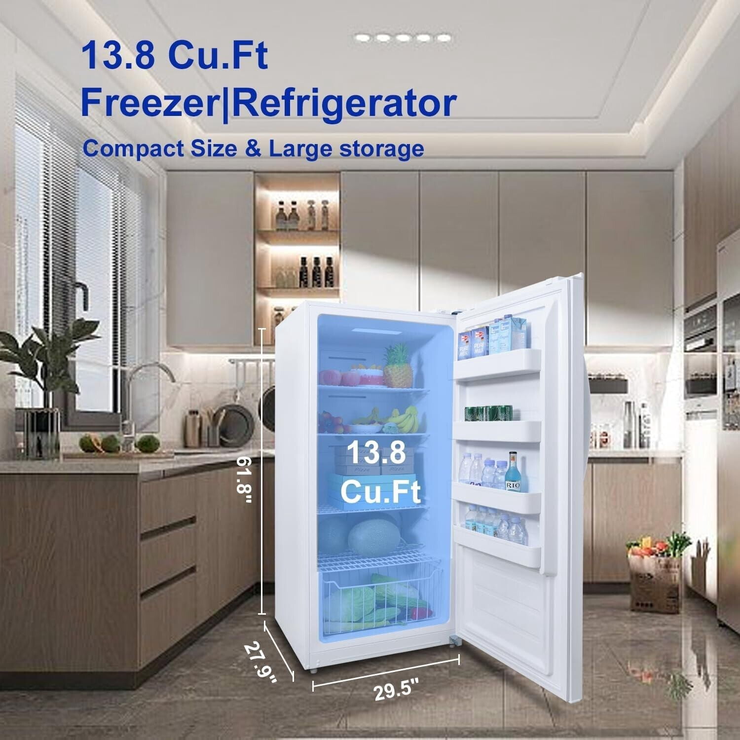 Techomey 13.8cu.ft Dual Mode Digital Control Convertible Uprigh Freezer/Refrigerator