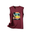 thumbnail image 4 of Titcea Womens Tank Tops Palm Tree Printed Round Neck Sleeveless Graphic Tees Beach Holiday Travel Workout Tank Tops, 4 of 5