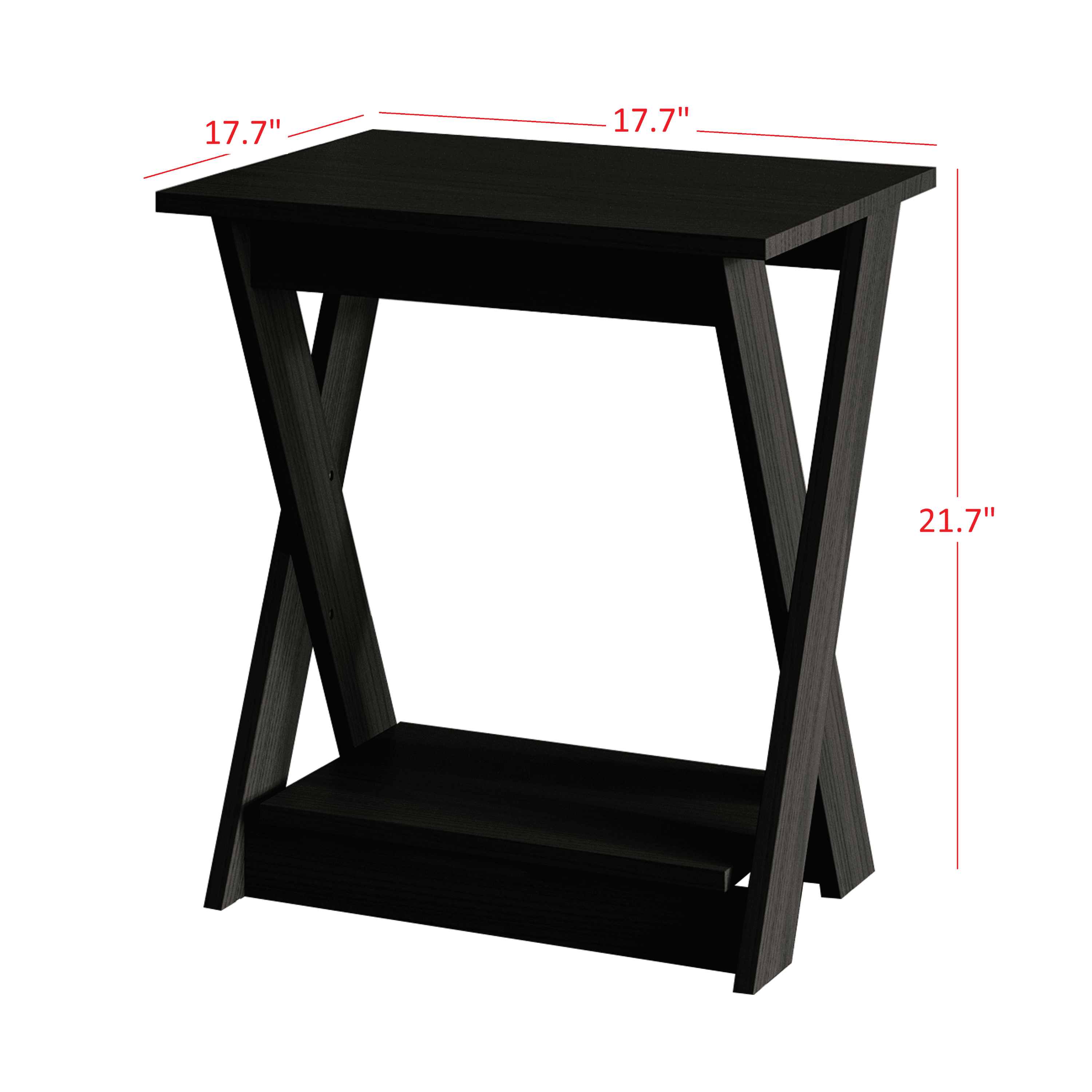 Home Design Emporia 3-Piece Coffee Set with Crossed-Leg Design and Lower Shelf, Wide Plank, Black, Modern Living Room
