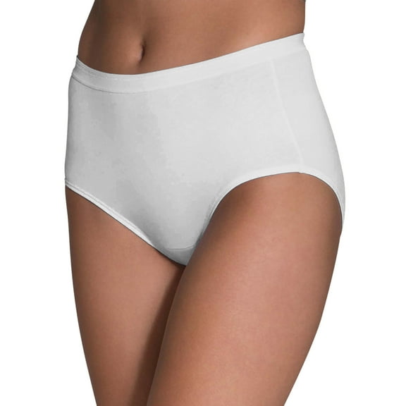 Women's White Cotton Brief Panties, 6 Pack